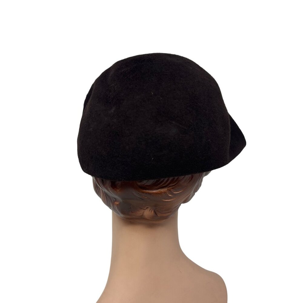 Vintage 1950s Brown Hat Womens Brown Wool Pointed Cap With Silver Brooch - Picture 8 of 12